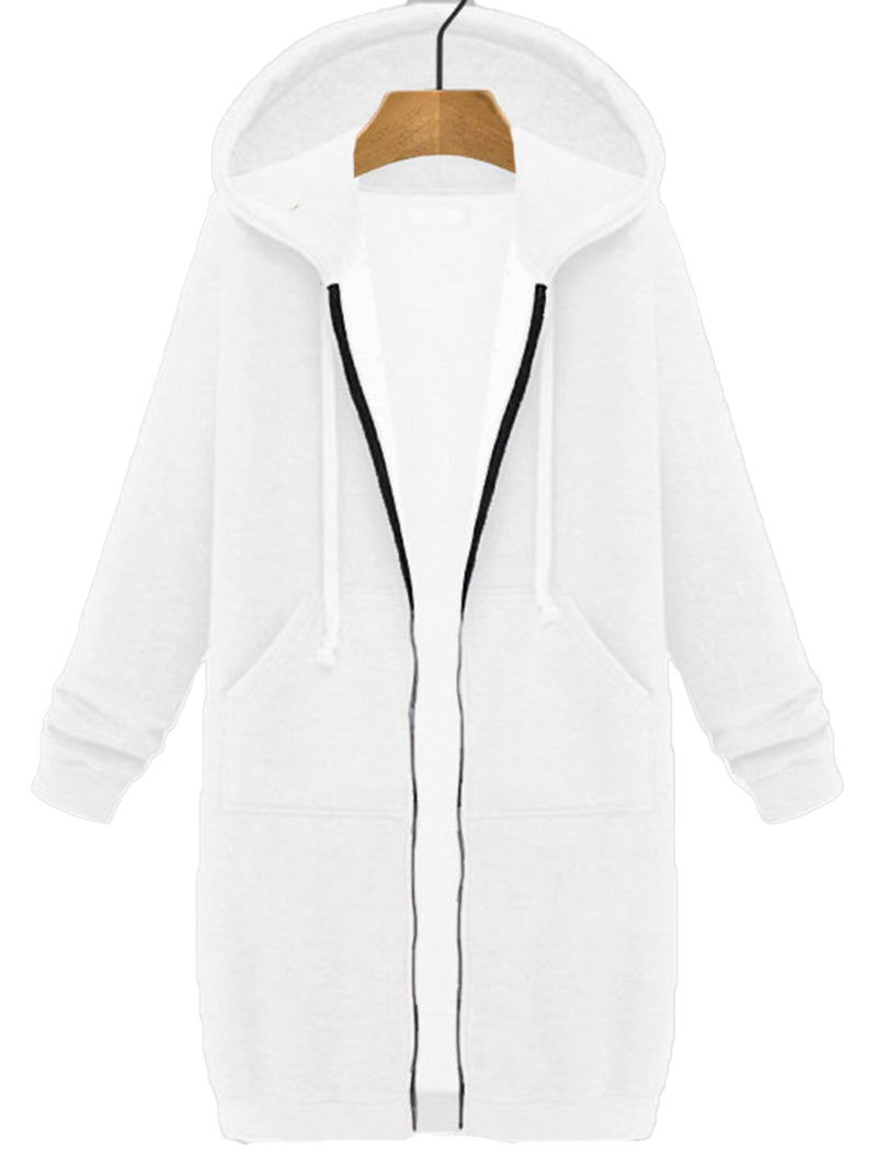 Hooded Long-Sleeve Mid-Length Coat