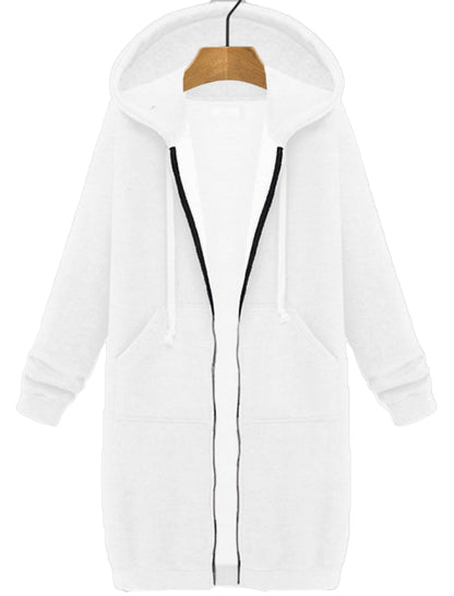 Hooded Long-Sleeve Mid-Length Coat