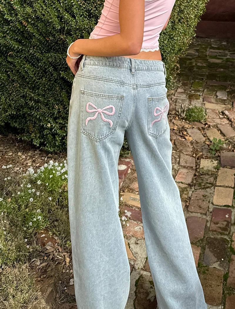 Bow Wide-Leg Jeans