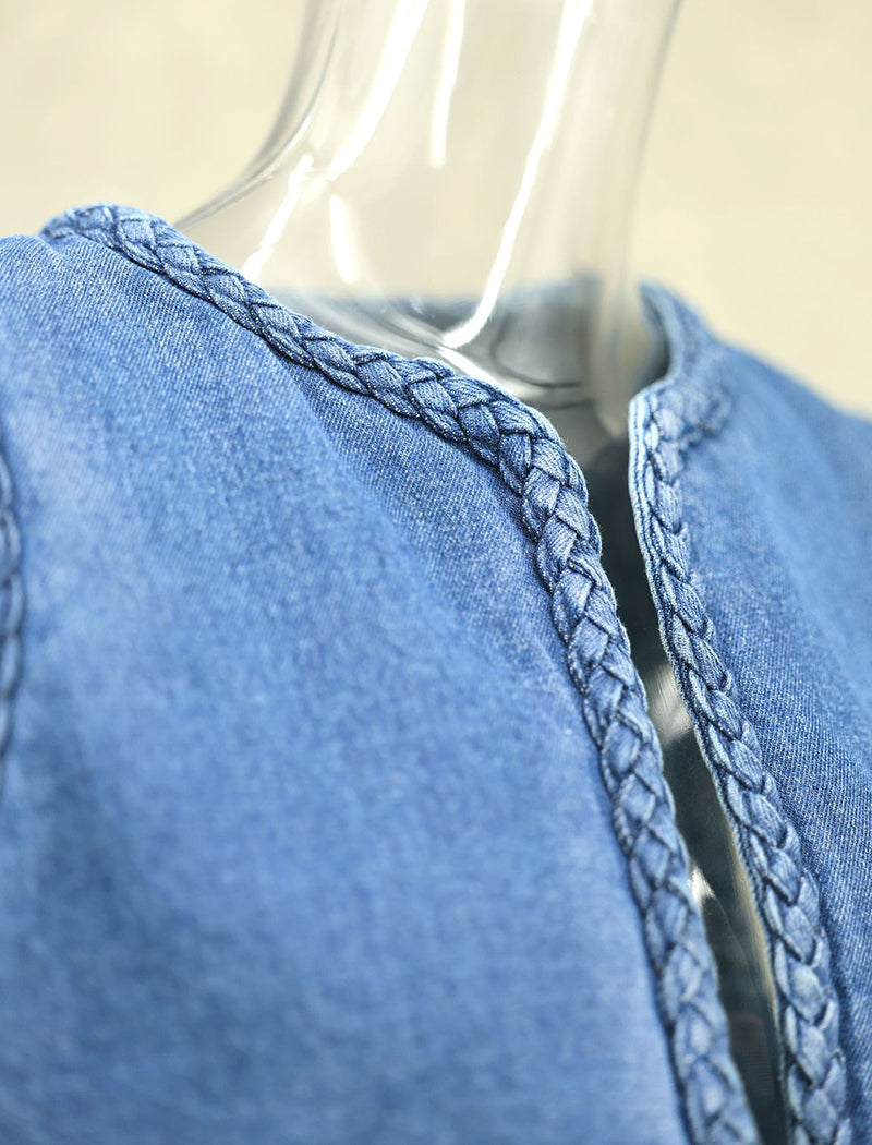 Denim Vest with Braided Trim