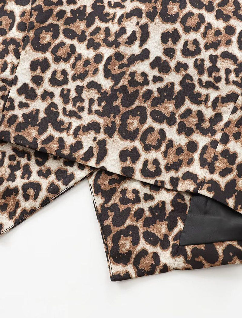 Leopard Print Button-Up Down Vest