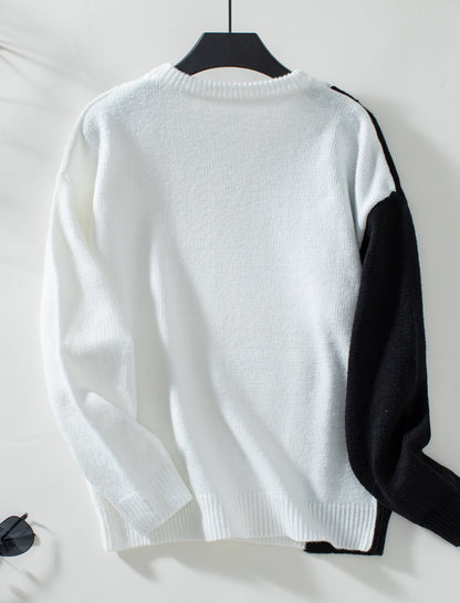 Crew Neck Cable Knit Long Sleeve Top