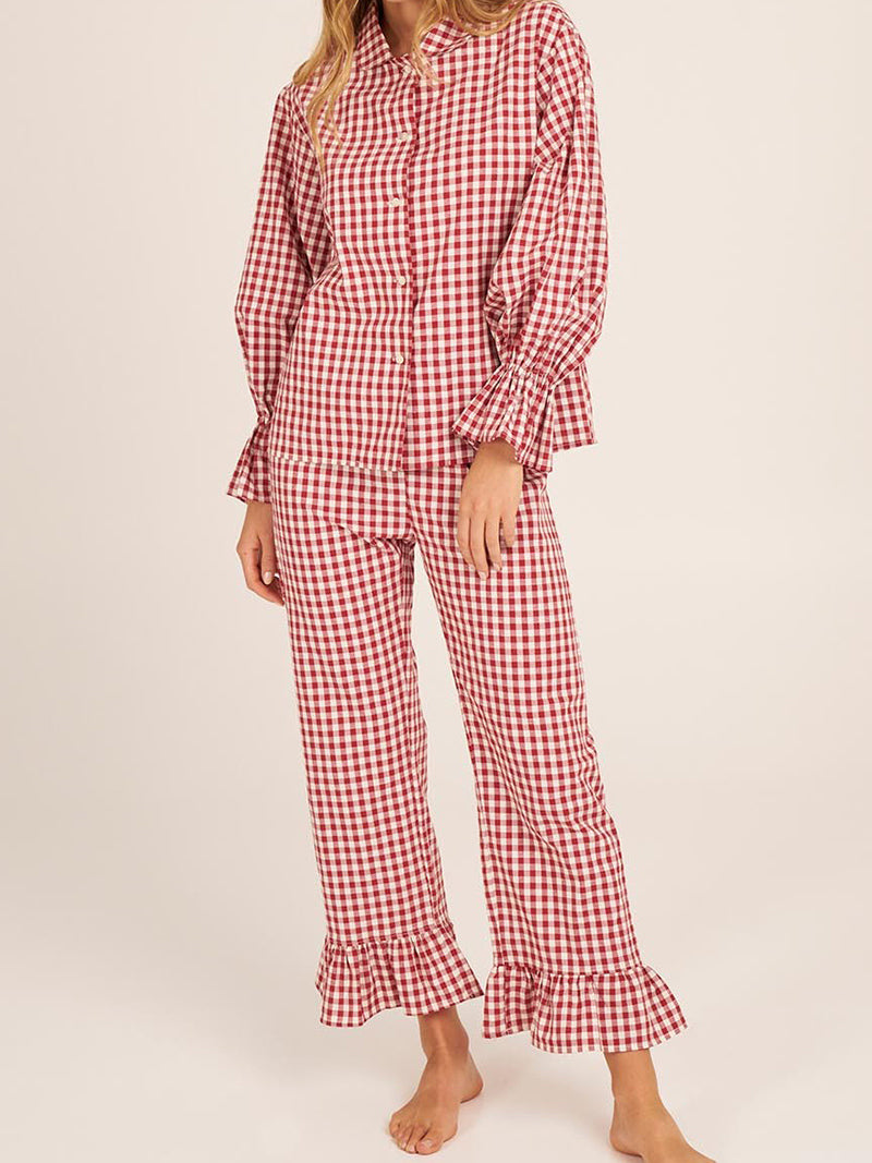 Gingham Top and Pants Set