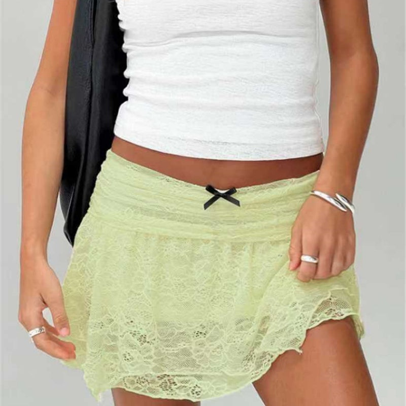 Lace Trim Mini Skirt