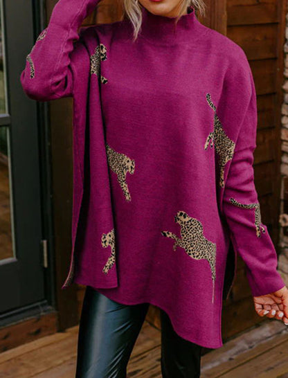 Leopard Sweater Poncho