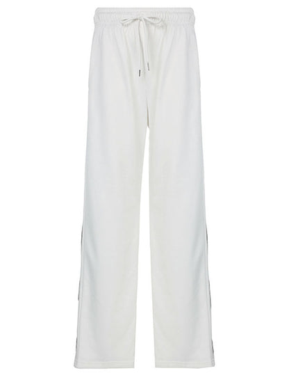 Color-Blocked Drawstring Waist Off-Shoulder Hoodie and Pants Set