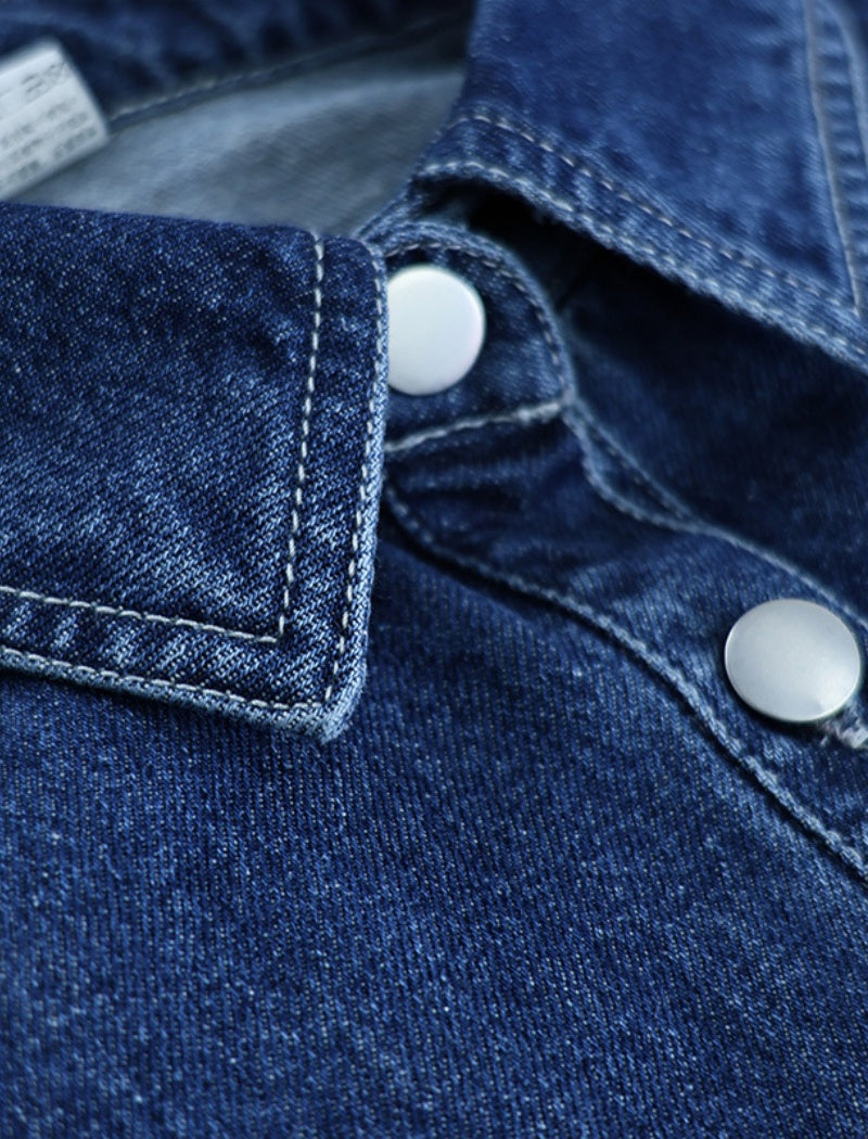 Button-Down Denim Top and Mini Skirt Set