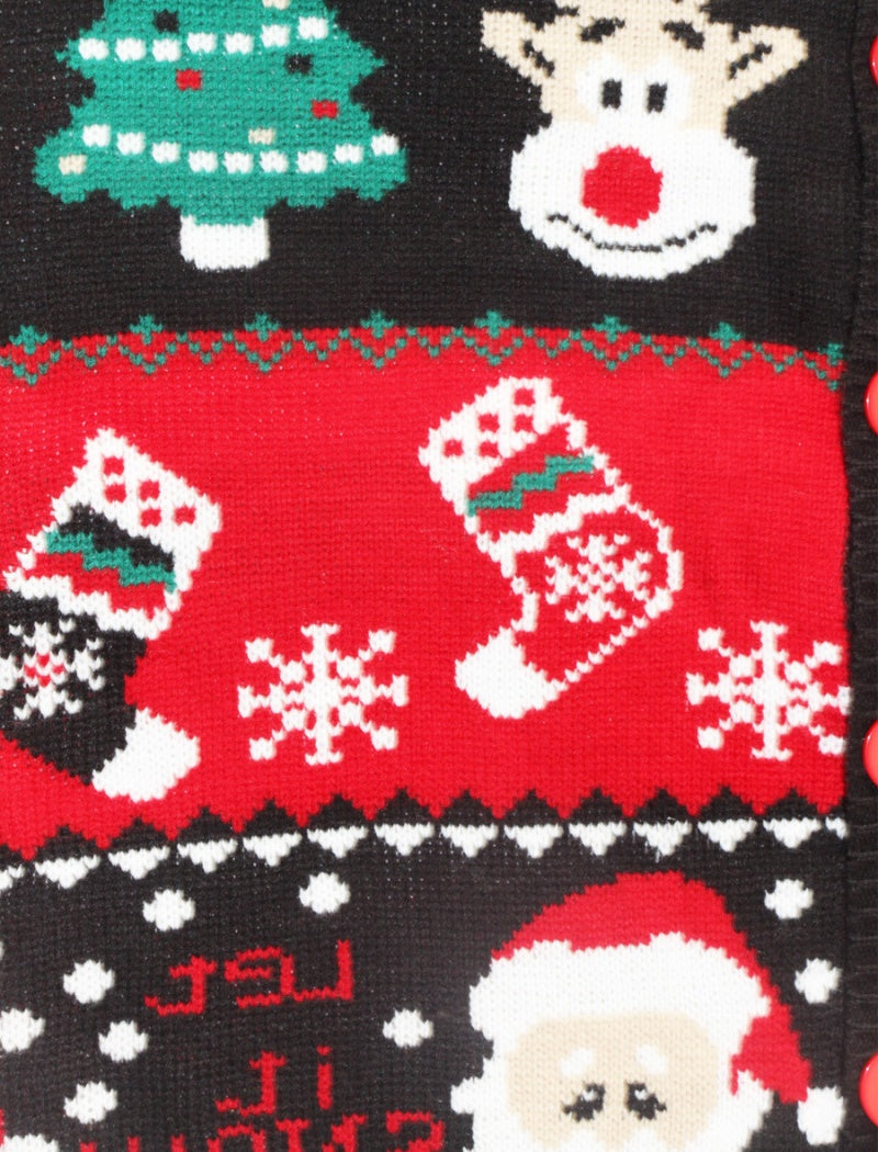 V-Neck Christmas Jacquard Cardigan