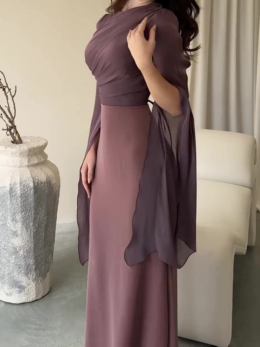 Draped Sleeves Bodycon Maxi Dress