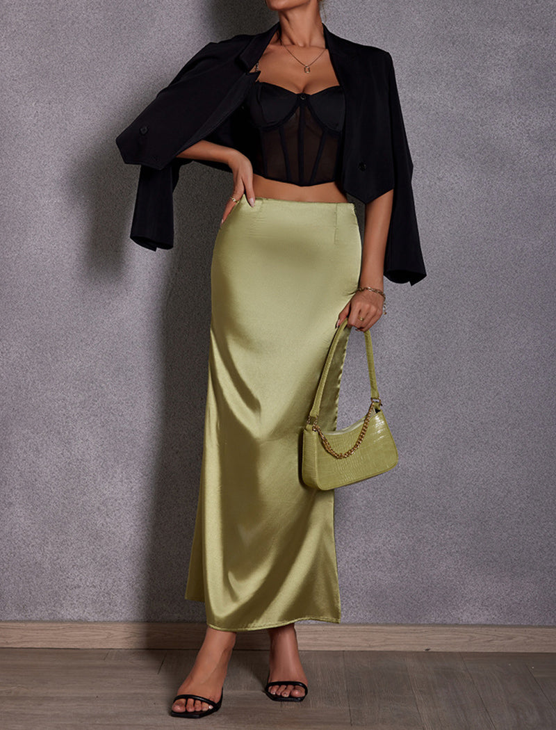 Casual Satin Maxi Skirt