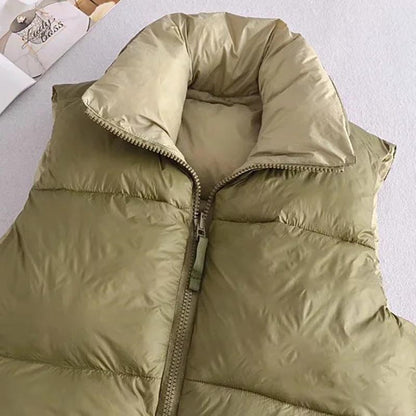 Sleeveless Padded Zip-Up Vest