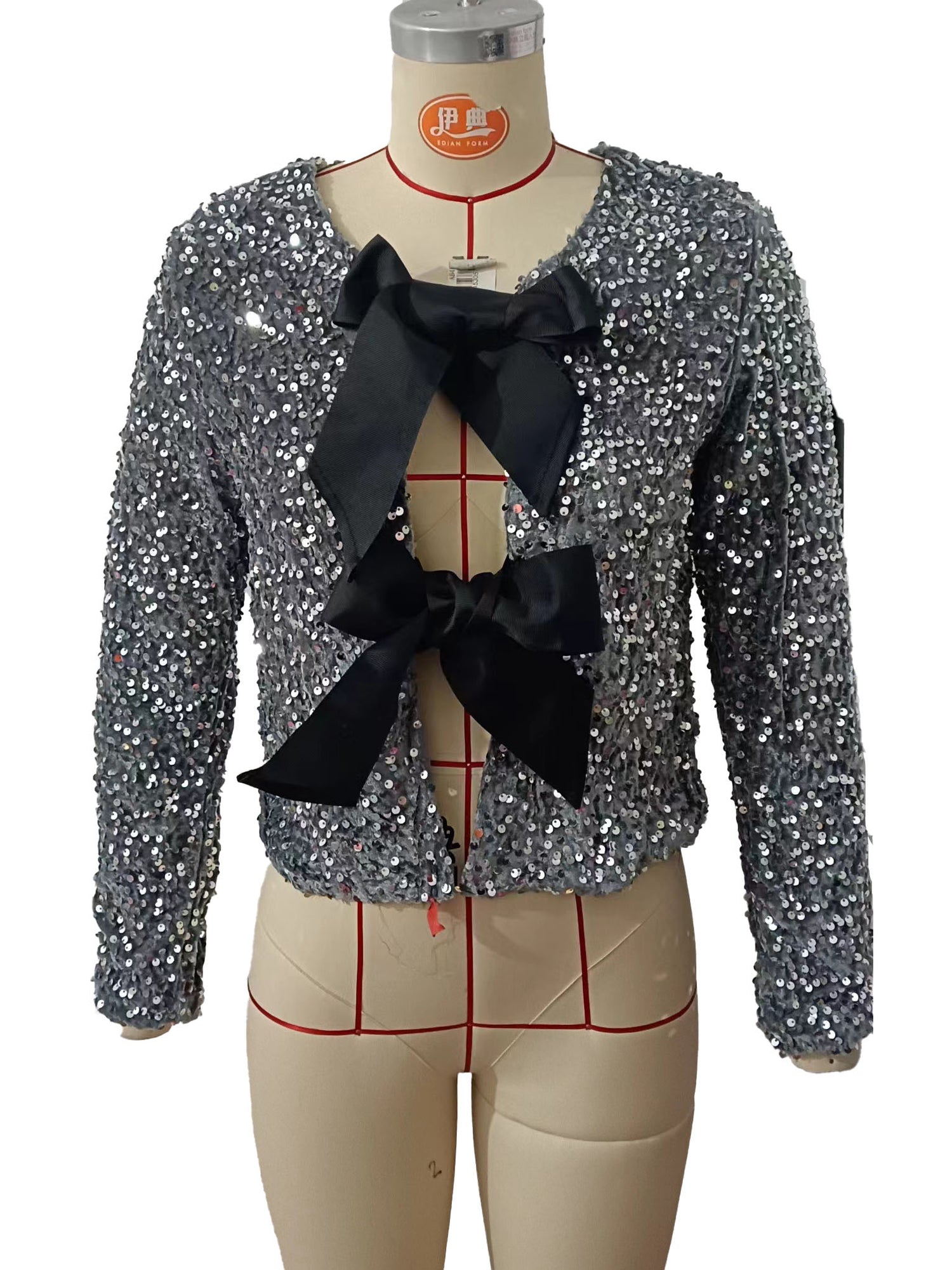 Sequin Bow Cropped Top