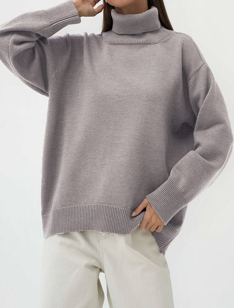 Oversized Turtleneck Sweater with Relaxed Fit