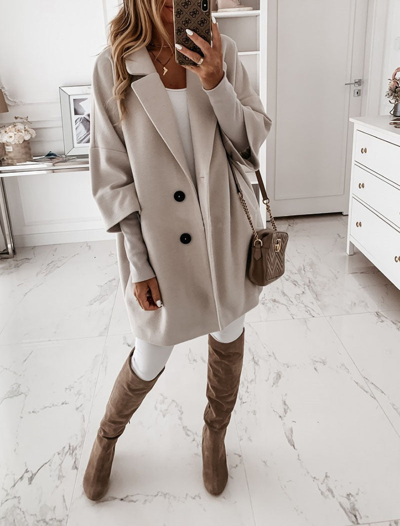 Notch Collar Buttoned Longline Coat