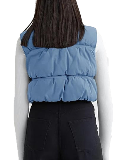 Padded Zip-Up Cropped Vest