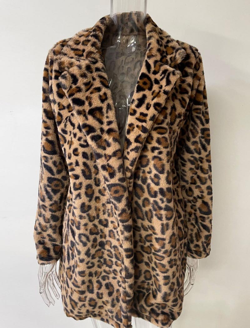 Leopard Print Faux Fur Coat