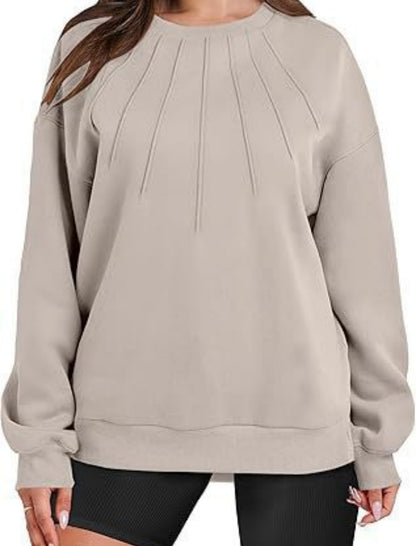 Pleated Detail Crewneck Top