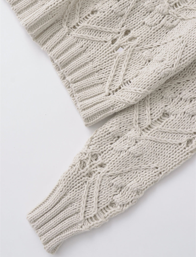 Intricate Knit Pattern Pullover Sweater