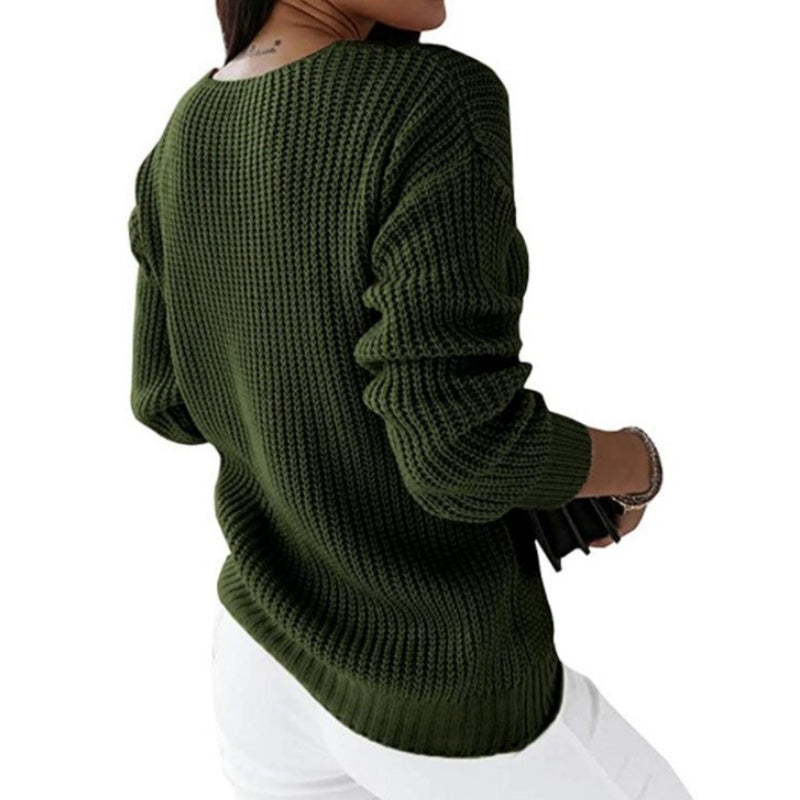V-Neck Cable Knit Relaxed Sweater