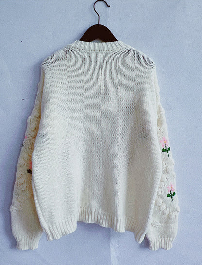 Floral Hand-Knit Cardigan