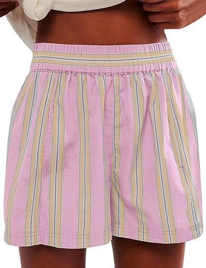 Striped High-Waist Casual Shorts