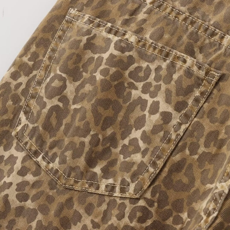 Animal Print Straight-Leg Pants