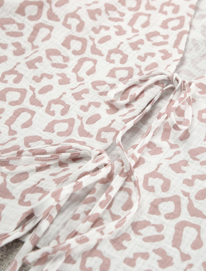 Leopard Print Tie-Front Lounge Set