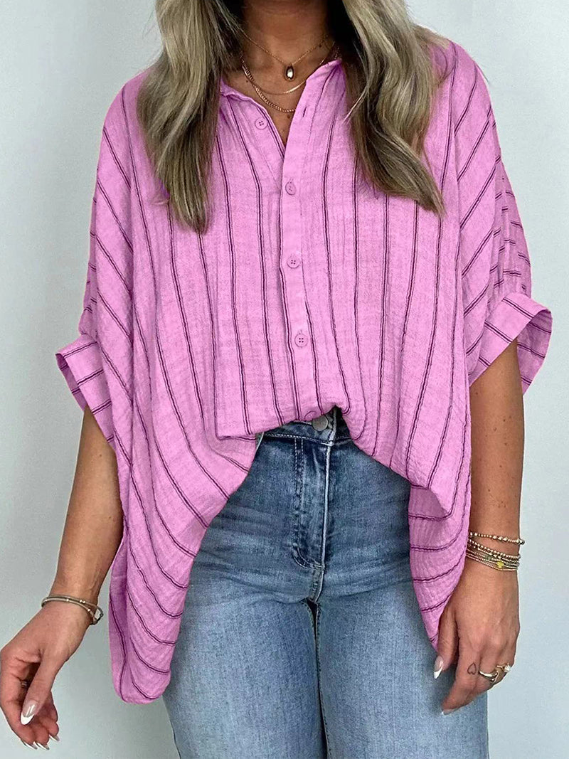 Oversized Striped Button-Up Shirt