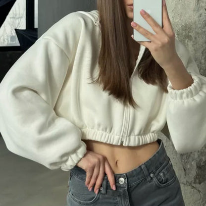 Long Sleeve Crop Zip Hoodie