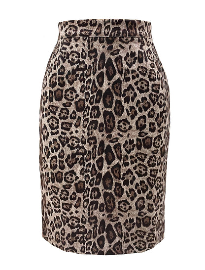 High-Waisted Animal Print Pencil Skirt