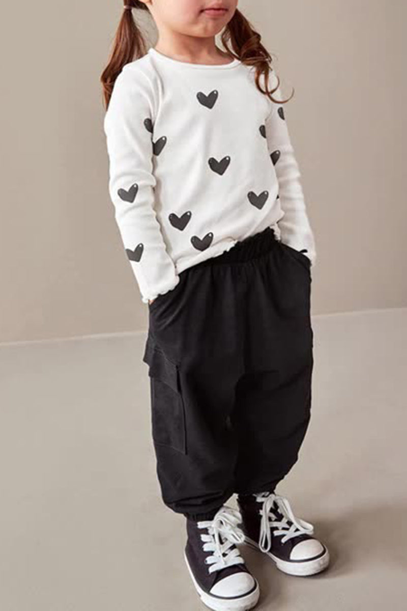 Heart Print Long Sleeve Top and Joggers Set (Kids)