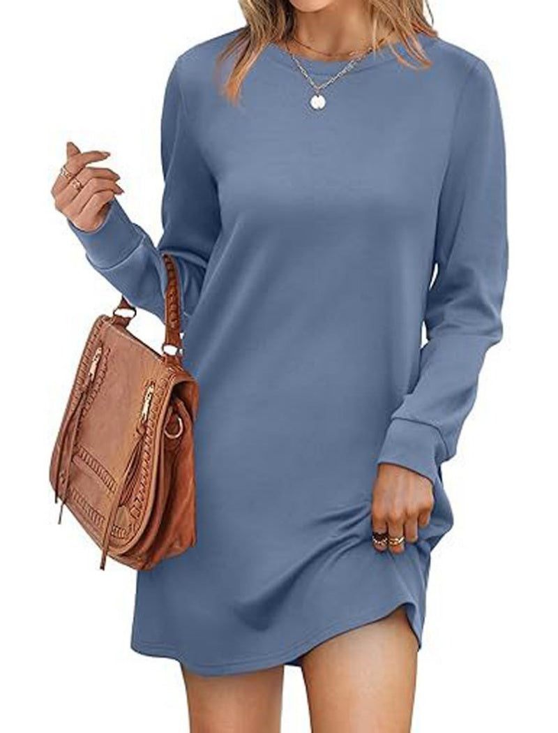 Long Sleeve Mini Dress with Crew Neck