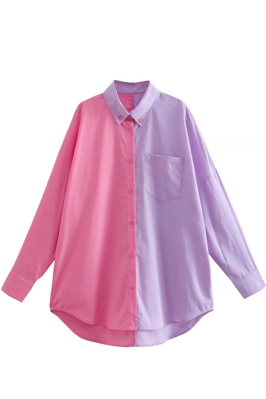 Colorblock Button-Front Shirt