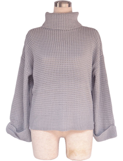 Solid Color High-Neck Sweater