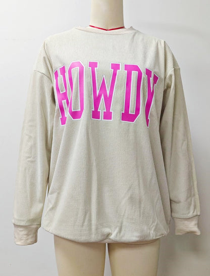 Oversized &quot;Howdy&quot; Graphic Sweater