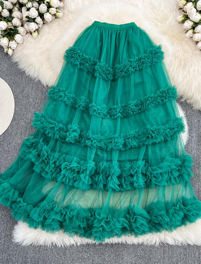 Layered Ruffle Mesh Skirt