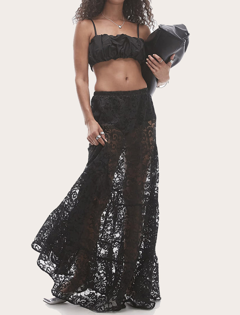 Sheer Lace Maxi Skirt