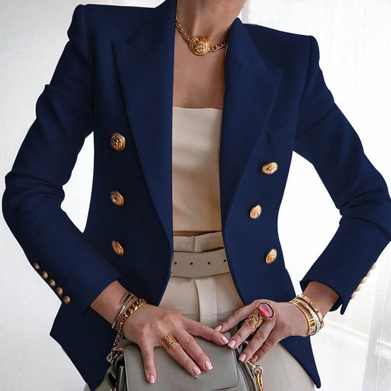 Double-Breasted Blazer with Buttons