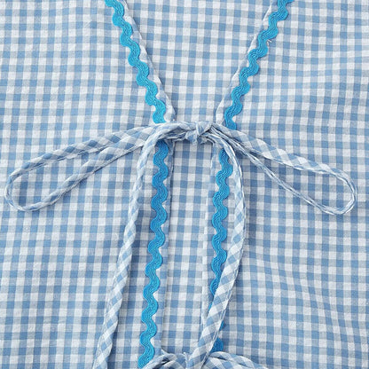 Gingham Heart-Pocket Cardigan