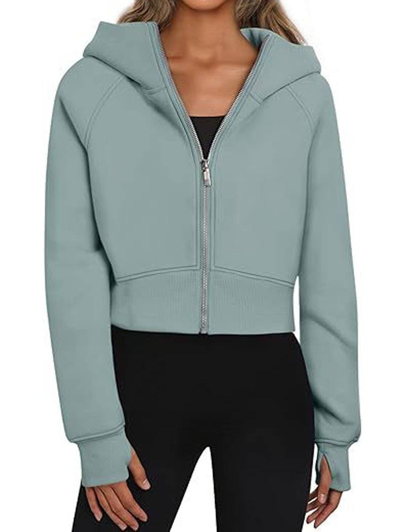 Cropped Zip-Up Hoodie Jacket