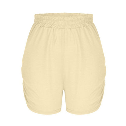Casual High-Waisted Shorts with Side Ruching