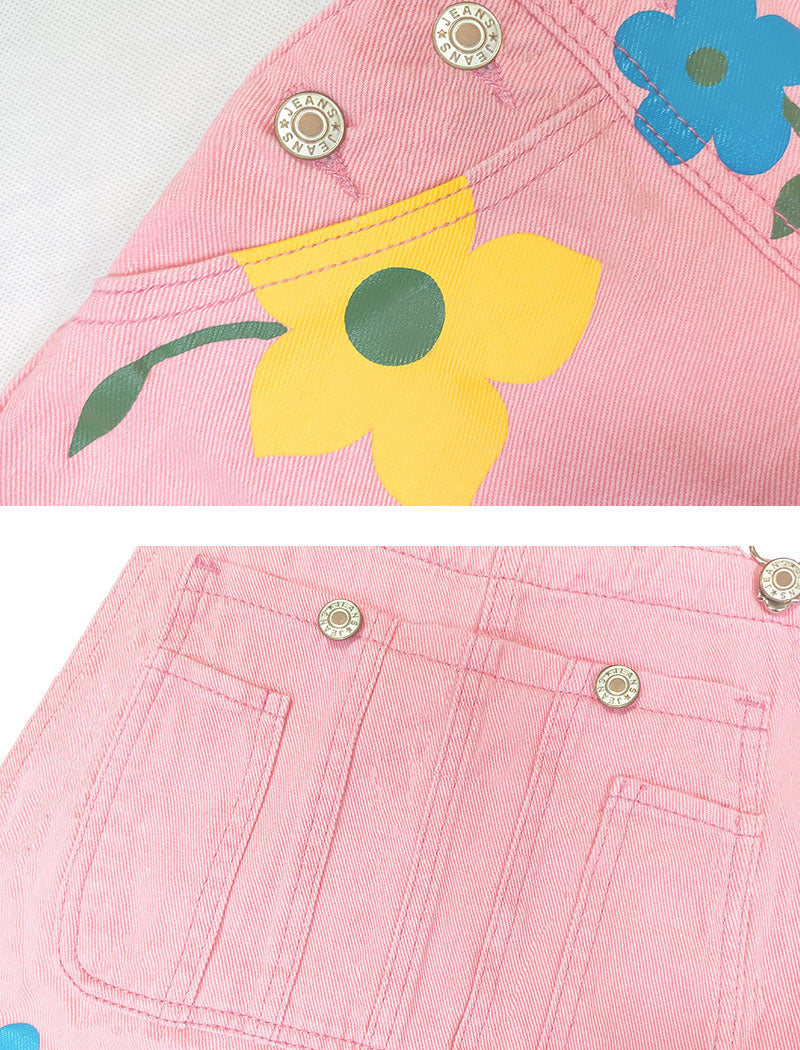 Floral Denim Overalls
