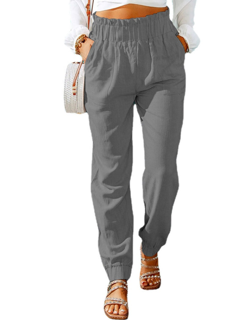 High-Waisted Drawstring Jogger Pants