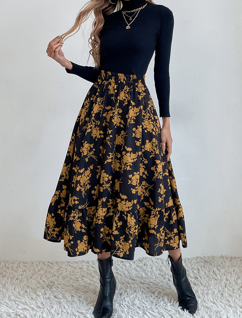 Flowy Leopard Print Midi Skirt