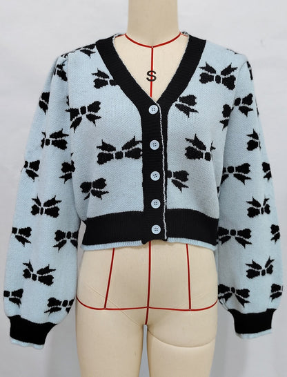 Floral Pattern Button-Up Cardigan