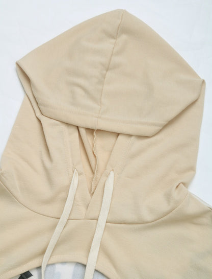 Cutout Panel Hoodie with Print