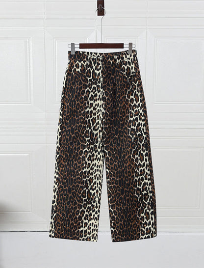 Leopard Print Wide Leg Pants