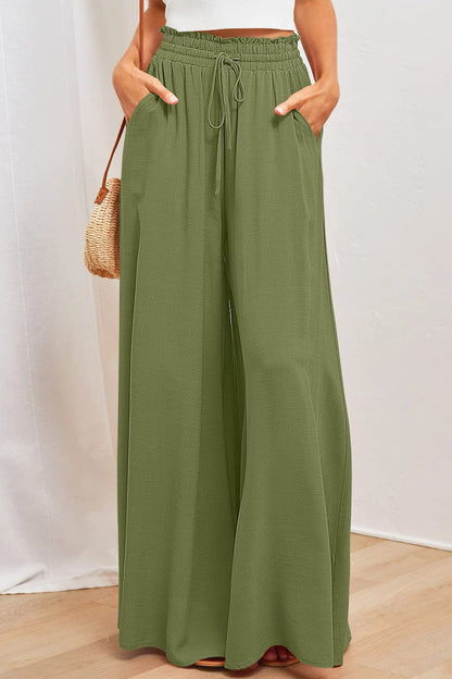 Wide-Leg Drawstring Pants