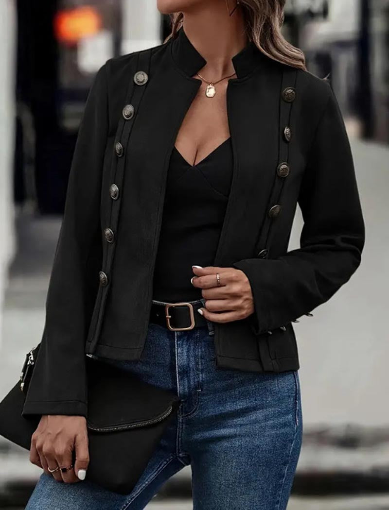 Military-Inspired Buttoned Jacket