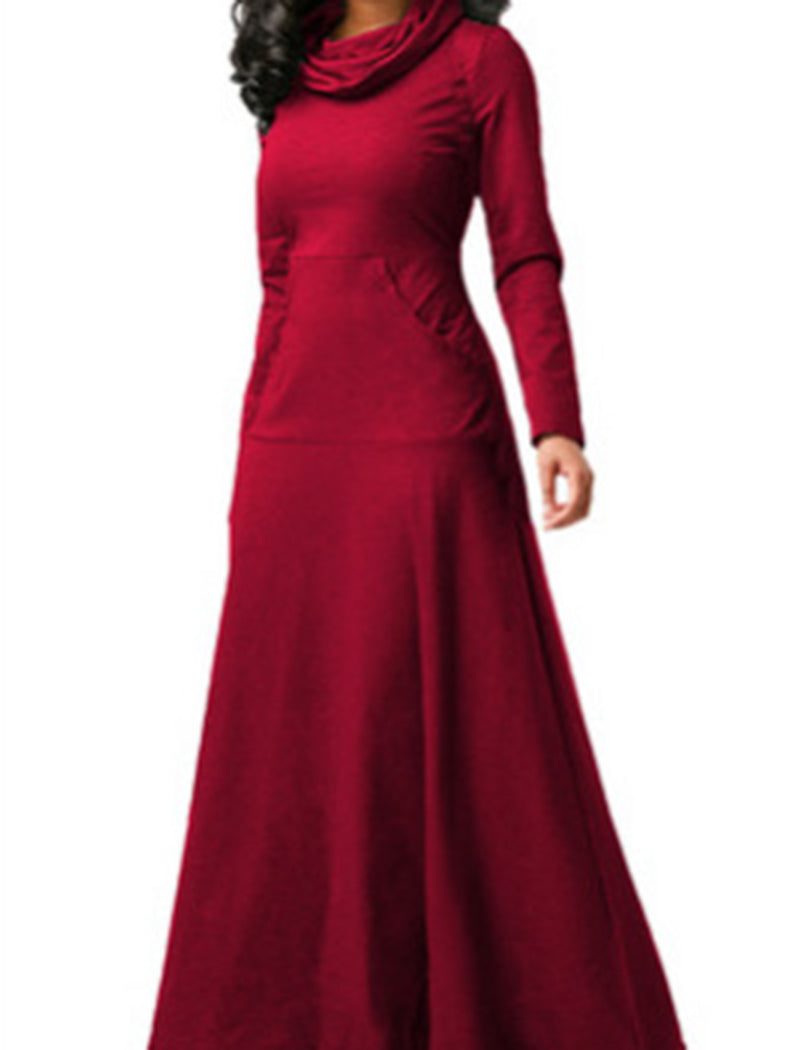 Solid Color Pocket Detail Long Dress